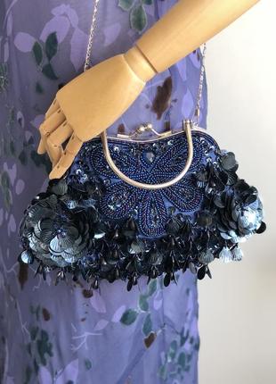 Синя сумочка з бісеру 2