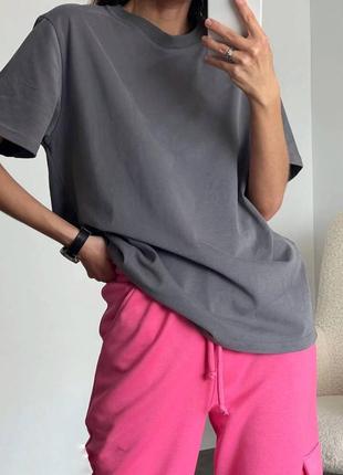 Костюм футболка брюки карго джоггеры спортивные трикотажные малиновые серые графит