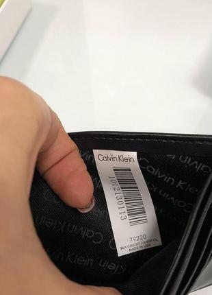 Мужской кошелек calvin klein черный портмоне с брелком на подарок7 фото