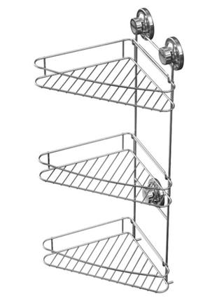 Полиця 3-ярусна кутова на вакуумних присосках