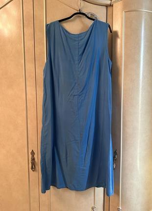 Голубое льняное платье4 фото