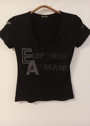 Чёрная футболка armani jeans1 фото