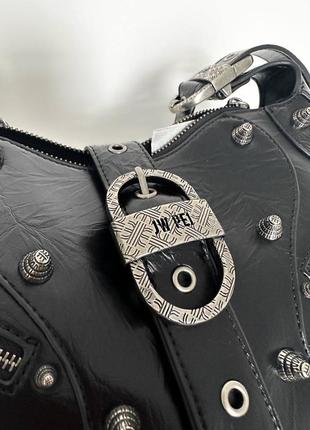 Оригінал jw pei оригінальна брендова модна сумочка чорного кольору y2k нульові черная сумка оригинал багет нулевые10 фото