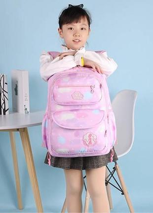 Школьный рюкзак тележка для девочки. розовый и голубой4 фото