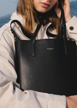 Шкіряна сумка jim rickey ann mini - grained leather - black