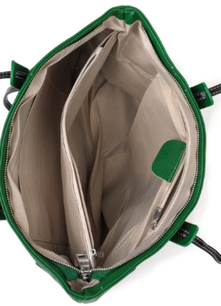 Сумка большая зеленая кожаная на плечо сумка шоппер shopper7 фото