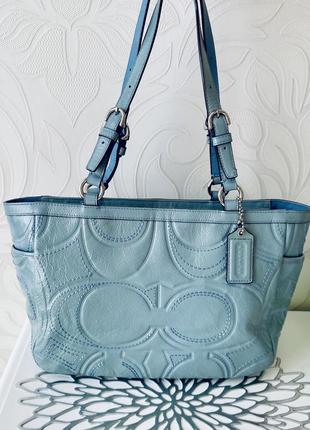 Сумка coach світло блакитна натуральна шкіра