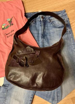 Фирменная кожаная сумка-шоппер elle,коричневая сумочка5 фото