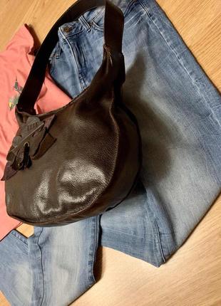 Фирменная кожаная сумка-шоппер elle,коричневая сумочка3 фото