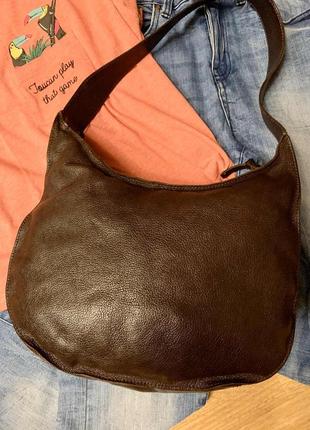 Фирменная кожаная сумка-шоппер elle,коричневая сумочка4 фото