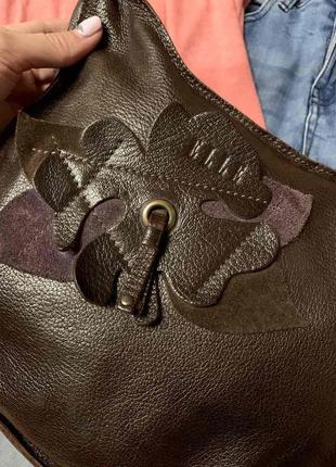 Фирменная кожаная сумка-шоппер elle,коричневая сумочка6 фото