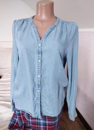 Голубая рубашка блуза s2 фото