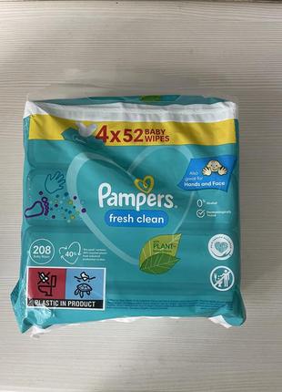 Детские влажные салфетки pampers fresh clean, 208 шт