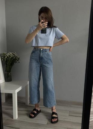 Джинсы женские кюлоты джинсовые джинс светлые базовые1 фото