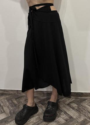 Zara юбка на запах меди черная3 фото