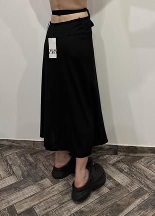 Zara юбка на запах меди черная4 фото