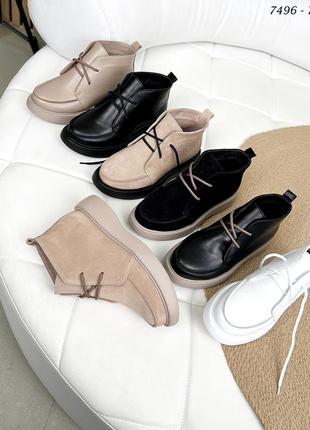Демисезонные/зимние  женские замшевые ботинки на шнуровке10 фото