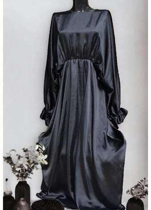 Длинное черное платье вечернее платье с объемным рукавом zara