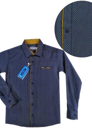 Рубашка синяя трансформер приталенная для мальчиков 140/146 турция1 фото