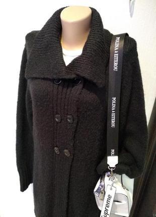 Отличный теплый стильный кардиган кофта пальто вязаный черный4 фото