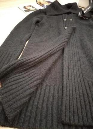 Отличный теплый стильный кардиган кофта пальто вязаный черный6 фото
