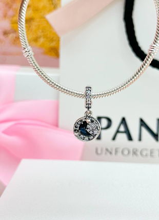 Серебряный шарм подвеска месяц звезды пандора pandora
