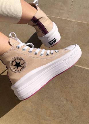 Женские кеды converse chuck taylor move high beige3 фото