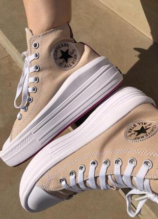 Женские кеды converse chuck taylor move high beige2 фото