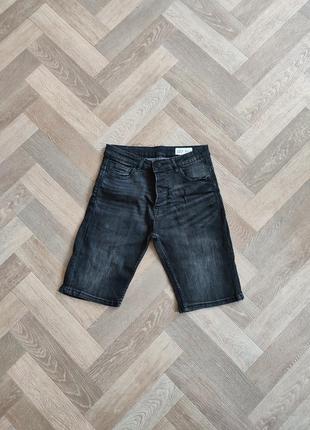 Черные джинсовые стретчевые шорты1 фото