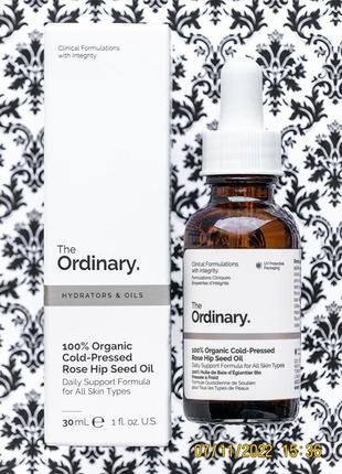 Масло шипшини для проблемної шкіри постакне the ordinaty 100% organic cold pressed rose hip seed oil