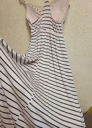 Длинный сарафан на бретельках платье сукня у смужку плаття котон довге актуальное платье бавовна6 фото