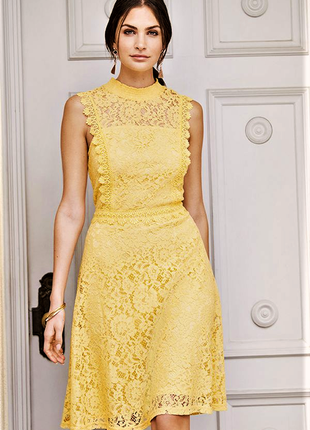 Желтое кружевное платье1 фото