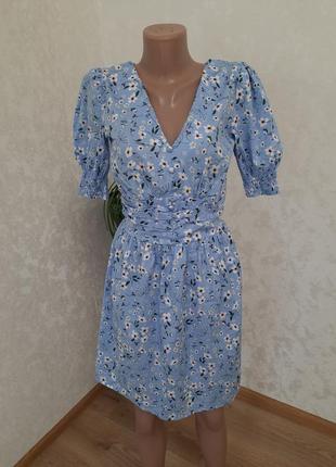 Милое натуральное платье в цветы