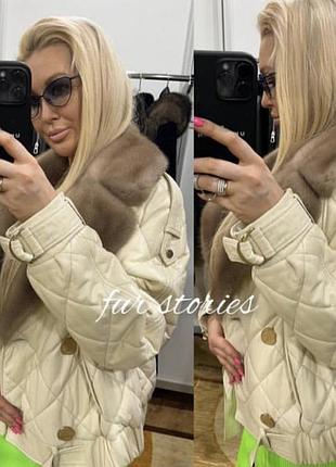 Кожаная куртка с норкой