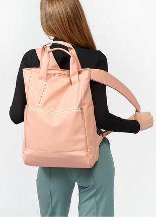 Сумка - рюкзак из новейшей экокожи. цвет пудровый.1 фото