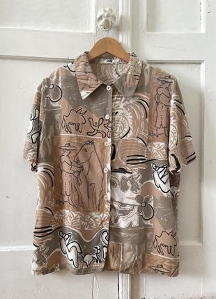 Винтажная этническая рубашка final необычный интересный принт (aventures des toiles, custo barcelona, cop copine, girbaud ) этатно folk