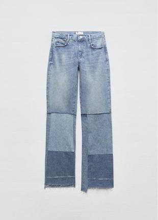 Джинси zara trf bootcut low rise у стилі печворк2 фото