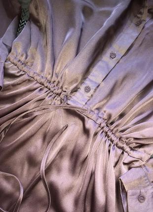 Платье-рубашка платье атласное пыльная роза сатиновое атлас сатин утяжка5 фото