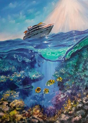 Картина маслом "подводный мир ".