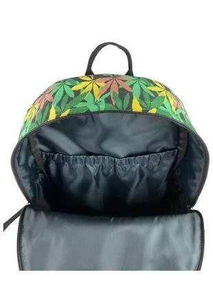 Яскравий текстильний рюкзак. унісекс рюкзак з принтом канабіс. легкий міський наплічник2 фото