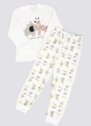 Легкая хлопковая пижама детская с слоником, зеброй, хлопковая яркая пижама детская5 фото