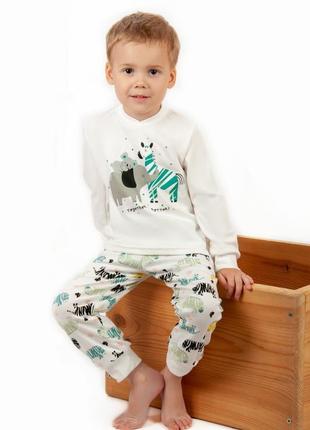 Легкая хлопковая пижама детская с слоником, зеброй, хлопковая яркая пижама детская4 фото