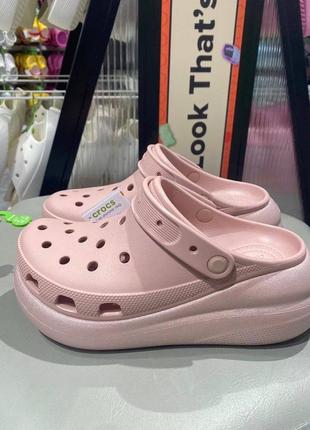 Крокс классік краш пудра-рожеві crocs crush shimmer clog pink clay