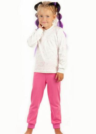 Детская пижама легкая слоники, розовая трикотажная пижама с манжетами для детей интерлок2 фото