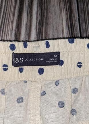 Молочная юбка в синий горох из льна и вискозы m&s collection #17156 фото