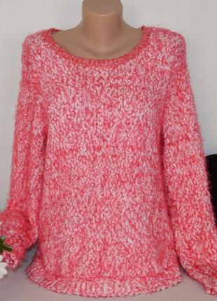 Брендовая розовая теплая кофта свитер джемпер букле "травка" tu бангладеш1 фото
