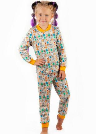 Бавовняна піжама для дівчинки, хлопковая пижама для девочки, гарна піжама з манжетами3 фото