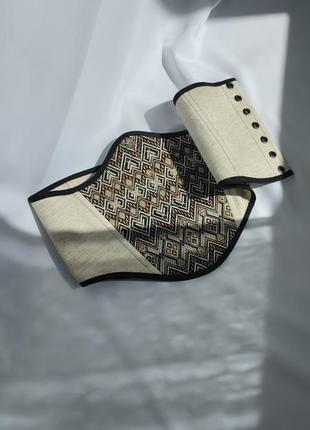 Двосторонній корсет з вишивкою, вишиванка, вишитий корсет3 фото