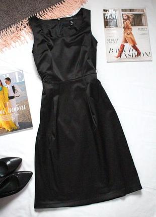 Черное платье футляр миди 34 размер хс h&m маленькое черное платье