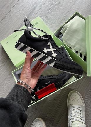 Кеди чоловічі в стилі off-white vulc low black white arrow ss21 чорні, кросівки